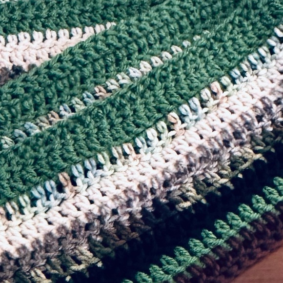 NWOT Handmade Long & Narrow Green Multi Color Crocheted Acrylic Scarf - Picture 4 of 5